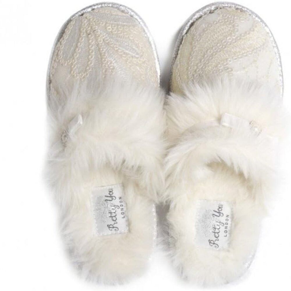 Pretty You London Isabella Beautiful Bridal Mule Slippers